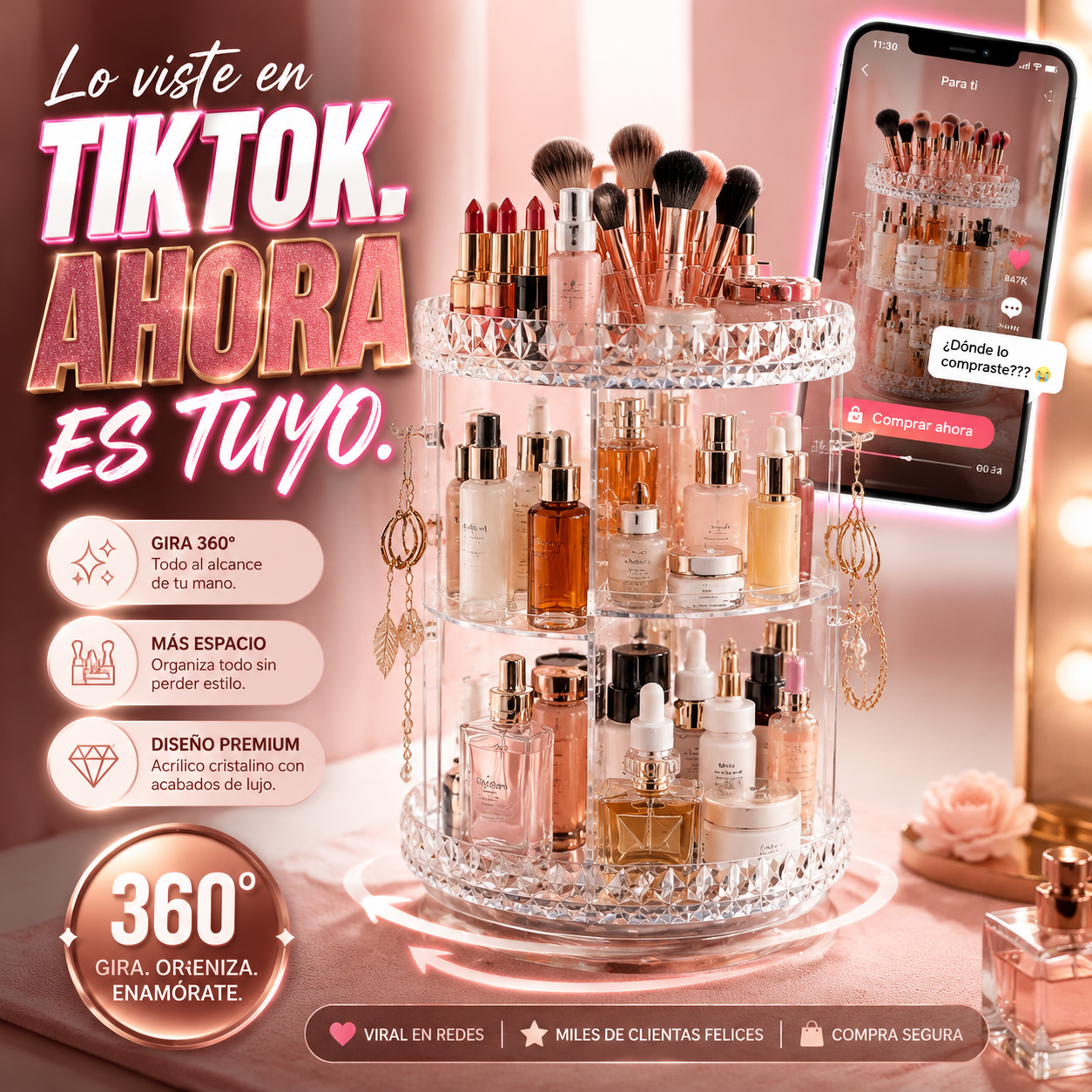 Organizador de Maquillaje Giratorio